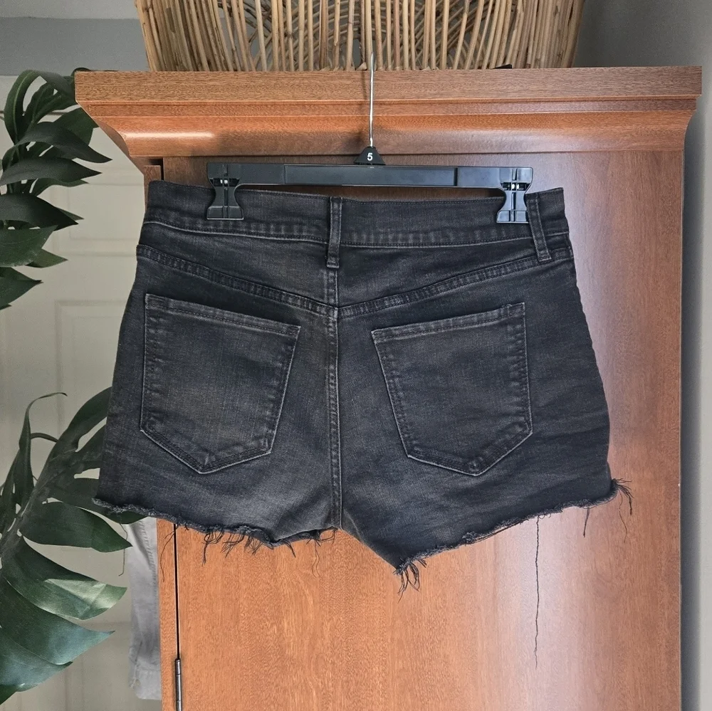 Black Distressed Denim Shorts